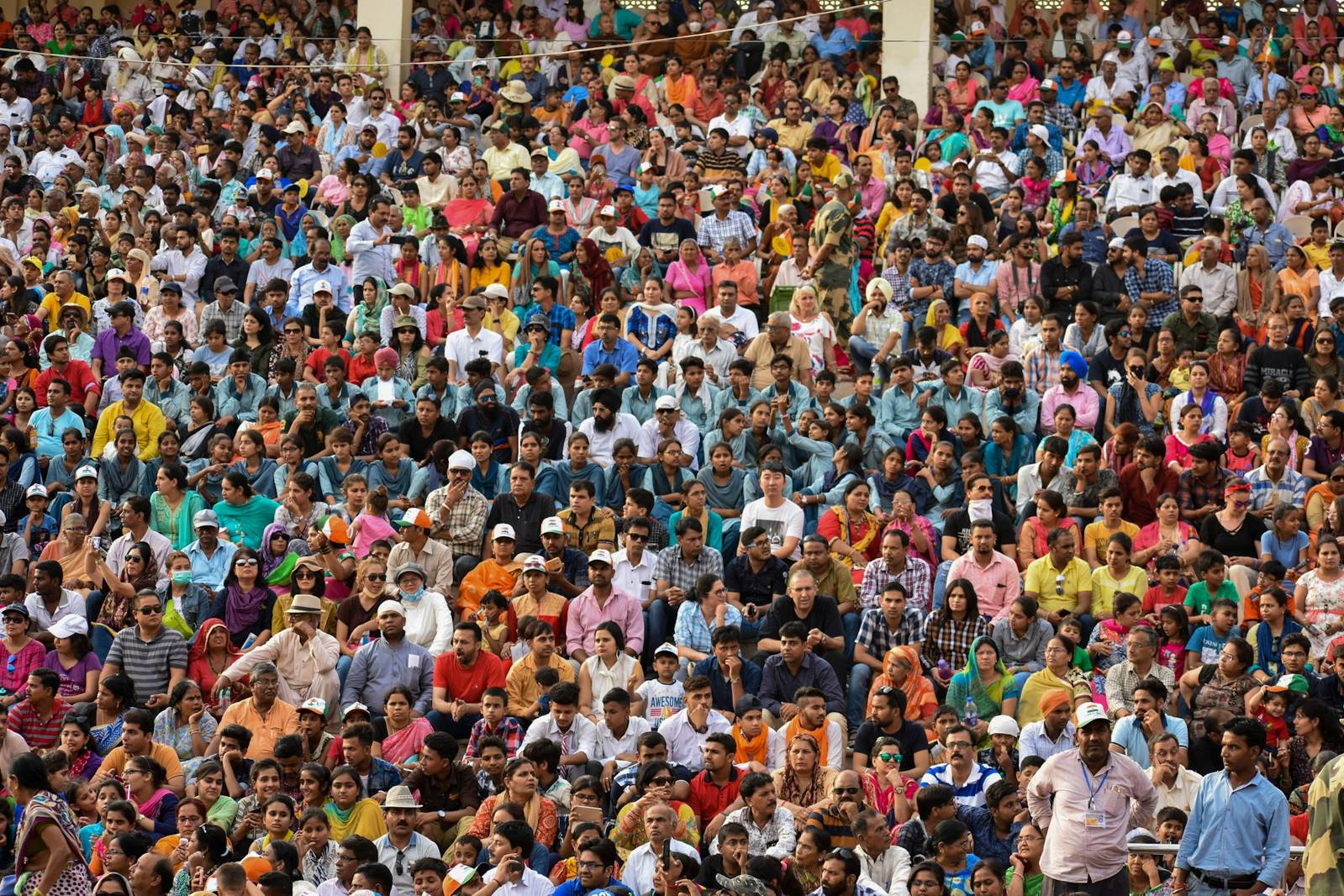 A huge, colourful festival crowd